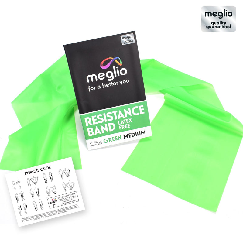 Meglio Resistance Bands Latex Free - Exercise Bands for Physiotherapy, Strength Training & Fitness Workouts, Yoga, Pilates, Stretching. Range of Resistance Strengths 2m Green (Medium) - NewNest Australia