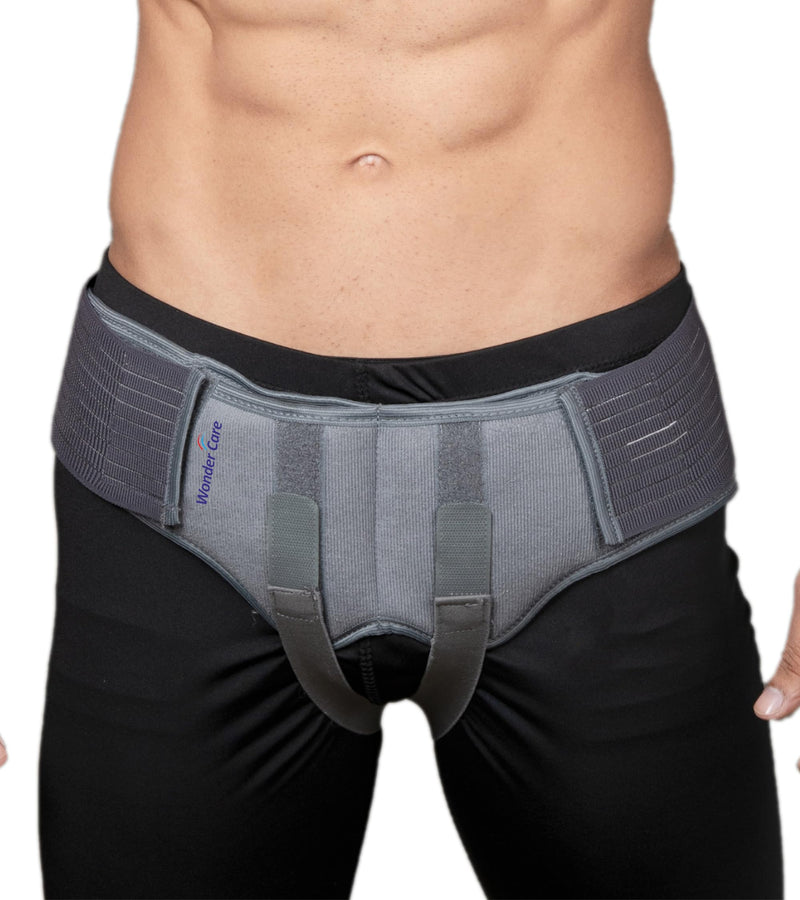 Wonder Care- Grey Inguinal Hernia Support Truss brace for Single/Double Inguinal with Two Removable Compression Pads & Adjustable Groin Straps Surgery & injury Recovery belt- Large - NewNest Australia