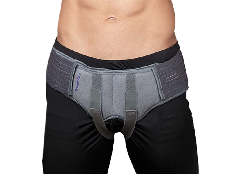 Wonder Care Grey Inguinal Hernia Support Truss brace for Single/Double Inguinal with Two Removable Compression Pads & Adjustable Groin Straps Surgery & injury Recovery belt- Medium M (Pack of 1) - NewNest Australia