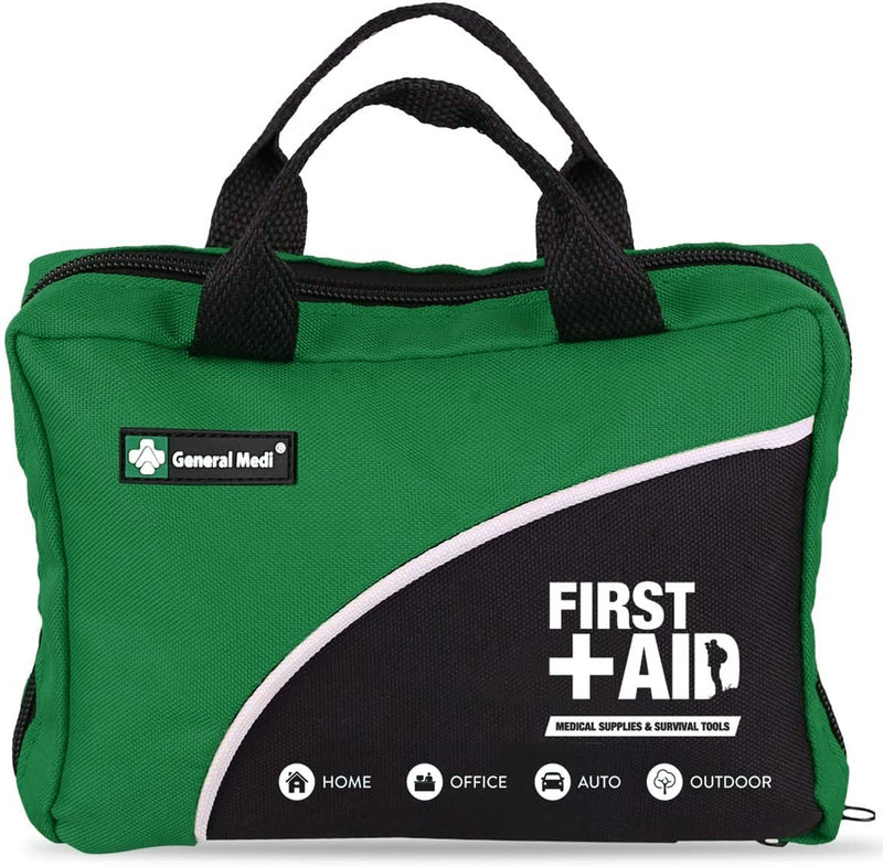 160 Piece Compact First Aid Kit Bag - Including Cold (Ice) Pack, Emergency Blanket, Moleskin Pad,Perfect for Travel, Home, Office, Car, Camping, Workplace (Green) Green - NewNest Australia