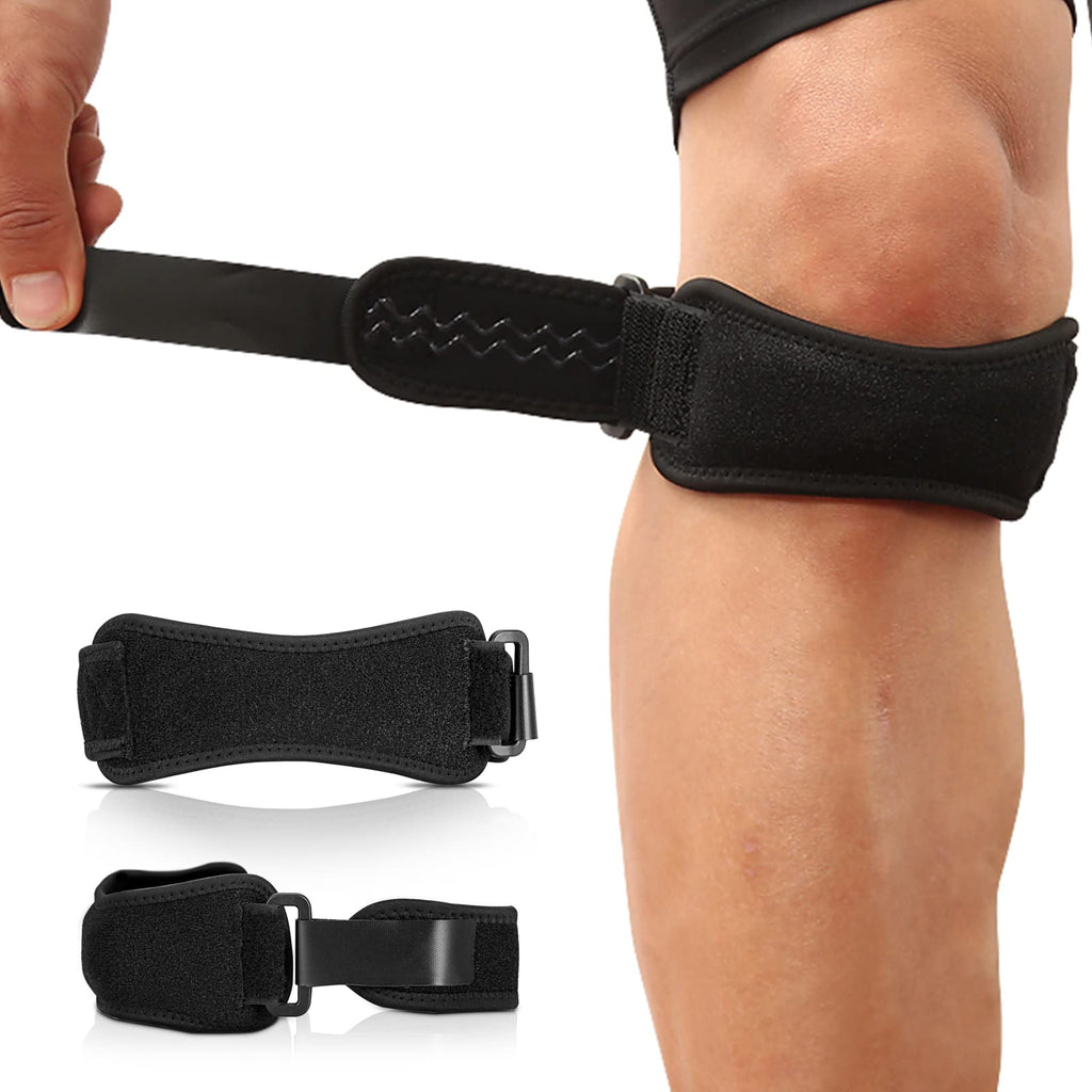 Patella Tendon Knee Strap, AGPTEK 2 Pack Patella Knee Support Brace Anti-slip with Silicone Pad for Running, Hiking, Football, Volleyball, Tennis, Tendonitis, Joint Pain etc, Black - NewNest Australia