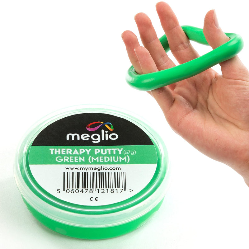 Meglio Therapy Hand Putty 57g - for Hand Exercises Targeting Hand Recovery and Rehabilitation, Strength Training and Stress Relief, Variable Resistive Strength (Green (Medium)) Green (Medium) - NewNest Australia