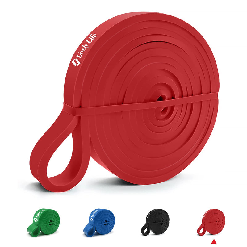 Lively Life Long Resistance Band Pull Up Band, Heavy Fitness Exercise Band for Men Women, Home Workout Resistance Bands for Yoga, Pilates, Crossfit, Assisted Pull Ups, Stretching Strength Red - NewNest Australia