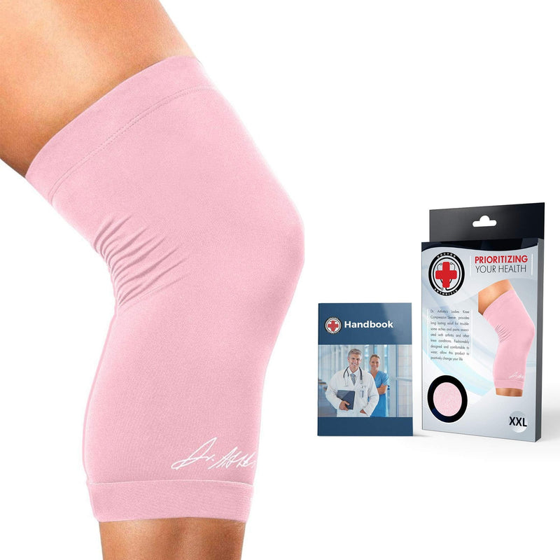 Doctor Developed Ladies Pink Knee Brace / Knee Compression Sleeve / Knee Support for Women or Men and Doctor Written Handbook - GUARANTEED relief for Joint disease, Tendonitis, Injury support, (M) M - NewNest Australia