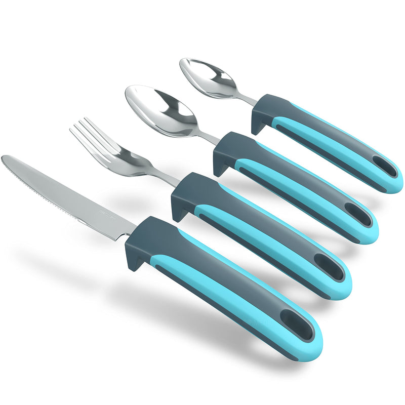 iMedic Easy Grip Cutlery for Adult - 1 Set Cutlery for Disabled Hands - Dishwasher Safe Disabled Cutlery for Adults - Disability Cutlery for Adults - Cutlery for Arthritic Hands Blue - NewNest Australia