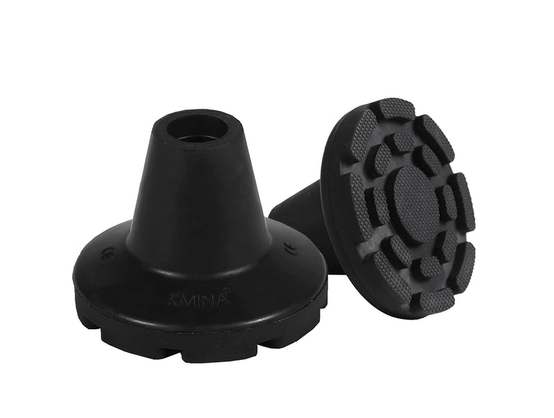 KMINA - Crutch Rubber Feet 19 mm, 18 mm and 17 mm (x2 Units) 3/4", Walking Stick Rubber Tips, Ferrules for Walking Sticks, Rubber Feet for Crutches, Crutch Feet Black - Made in Europe 2 units - NewNest Australia