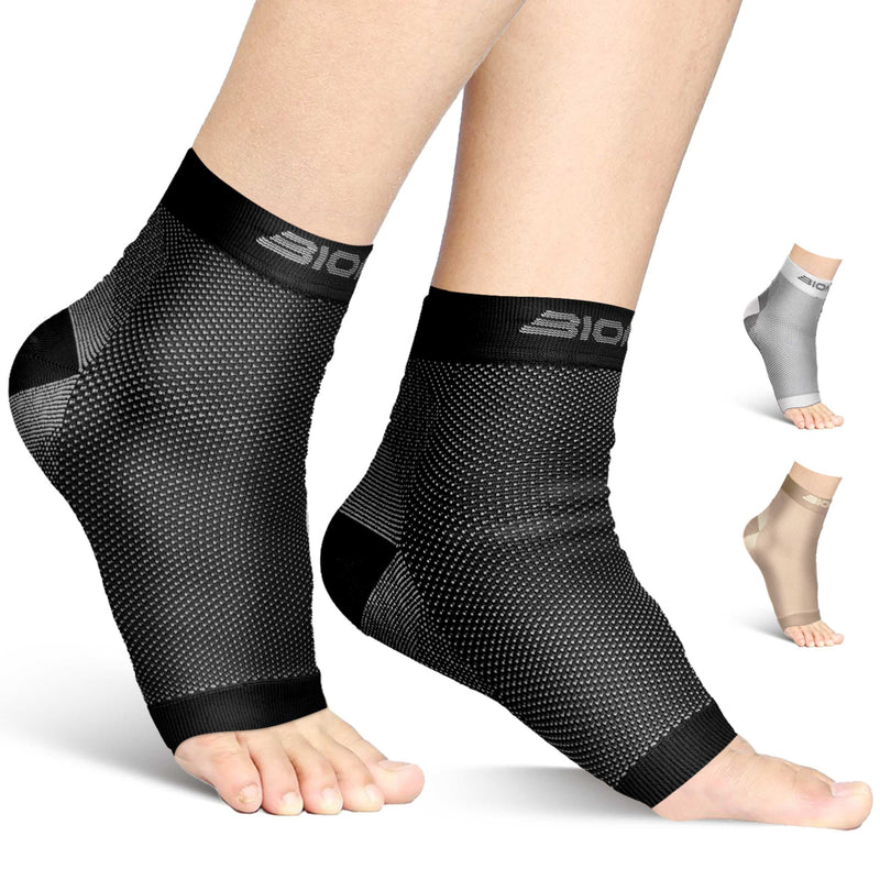 Plantar Fasciitis Foot Socks | Best Compression Sleeve for Ankle Arch & Heel Achilles Tendon Supports Brace | Men and Women Night Splint Pain Relief | Black S/M (Women 2 to 5.5 / Men 5.5 to 8) - NewNest Australia