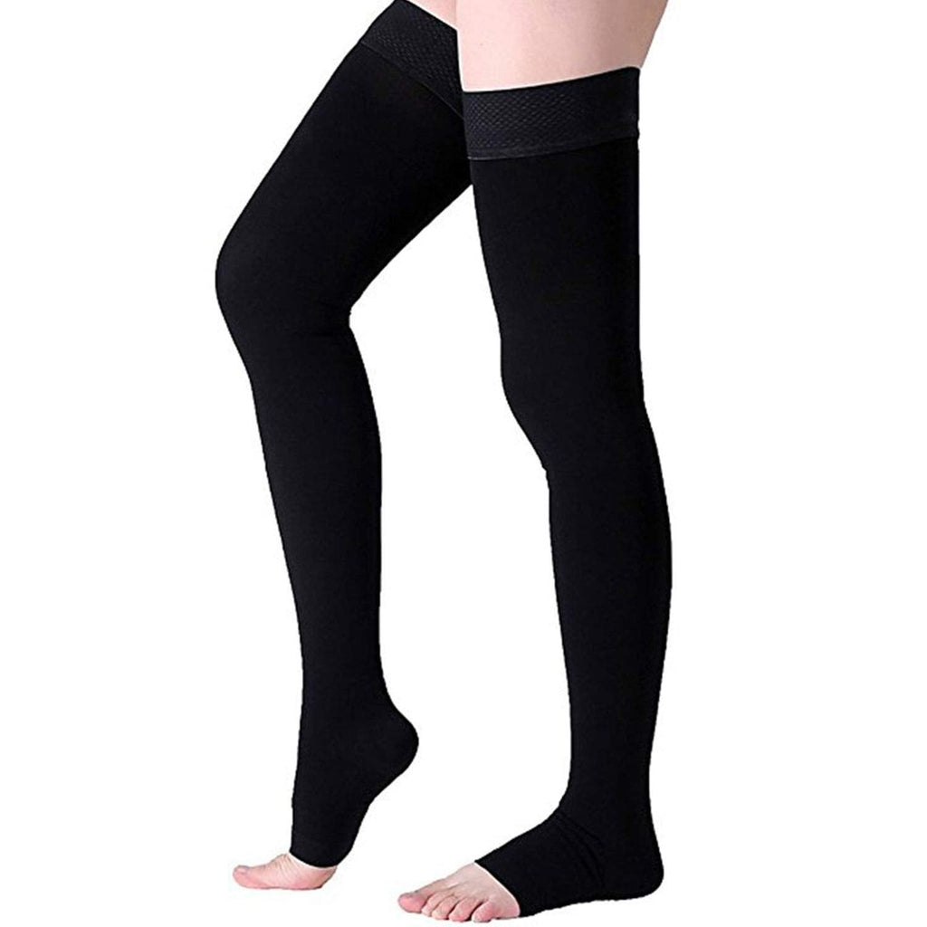 PEDIMEND Thigh High Compression Stockings (1PAIR) | Anti-Fatigue Slimming Compression Socks | Best for Varicose Veins, Edema, Pregnancy (Thigh High Compression Stocking, Black) 2 Count (Pack of 1) - NewNest Australia