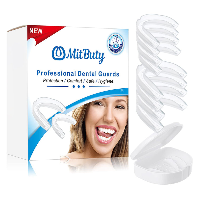 MitButy Mouth Guard for Teeth Grinding (8 Pack-2 Sizes) Moldable Dental Night Guards Stop Bruxism, TMJ, Bite, Clenching - Sleeping Gum Shield with Hygiene Case - Teeth Splint for Adults & Kids - NewNest Australia