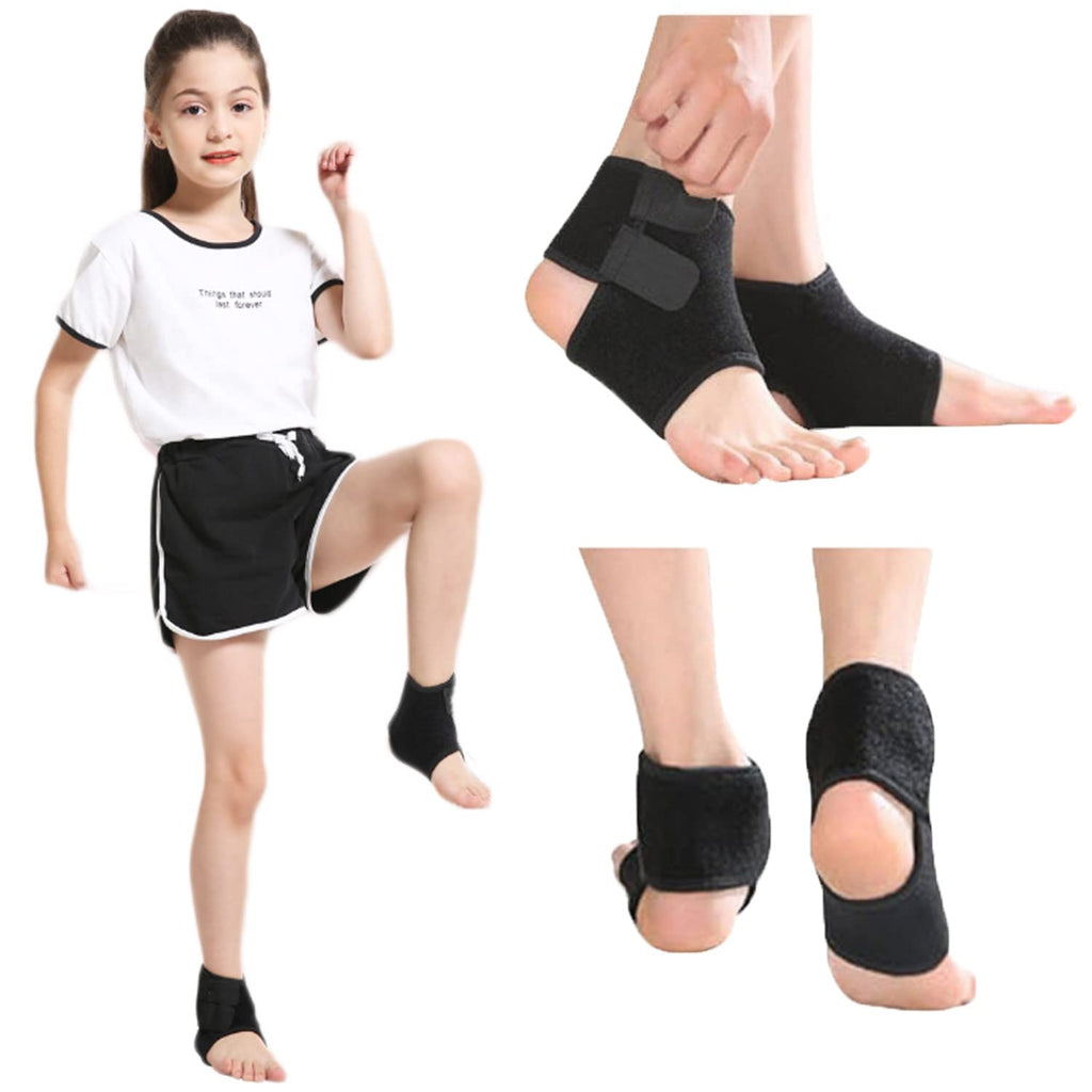 ITODA Children's Sport Ankle Support Lightweight Adjustable Ankle Guard Ankle Strap Thin Ankle Pad Breathable Ankle Guard Ankle Protector For Spains Arthritis Black S(UK 1-3) - NewNest Australia