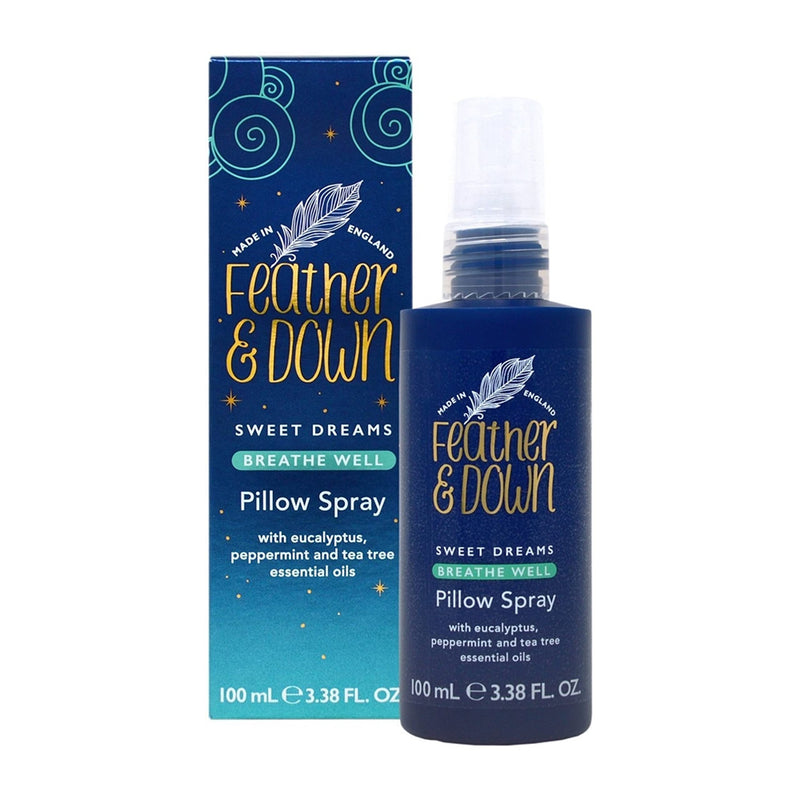 Feather & Down Breathe Well Pillow Spray (100ml) - Soothes and aids Breathing, with Eucalyptus, Peppermint & Tea Tree Essential Oils. Vegan Friendly & Cruelty Free. - NewNest Australia