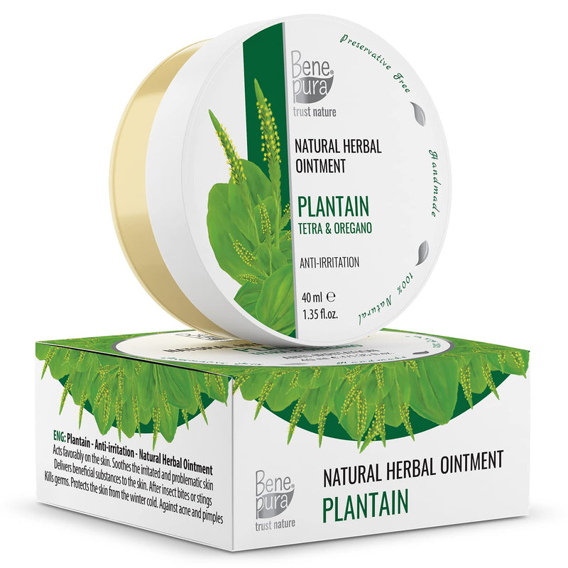BenePura Plantain Ointment for Eczema Itch Relief Cream - Eczema Cream for Adults - Natural Anti Itch Cream for Humans - Heat Rash Cream for Adults - Itchy Skin Cream, Dermatitis Cream - 40 ml - NewNest Australia