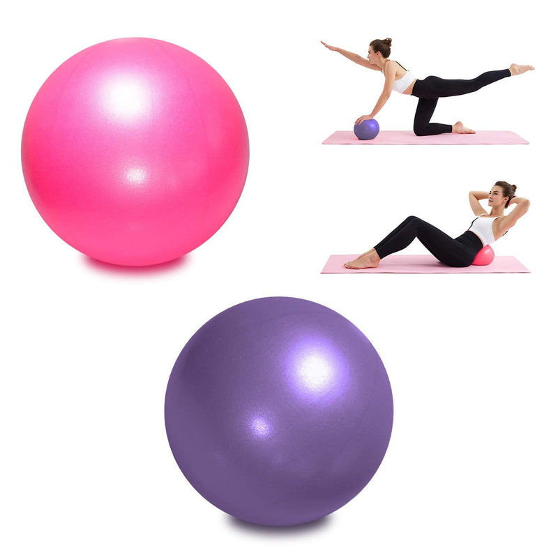 TopBine 2 Pcs Pilates Ball 23cm Small Exercise Ball Stability Ball for Yoga Barre Core Training and Physical Therapy- Comes with Inflatable Straw Pink+Purple - NewNest Australia