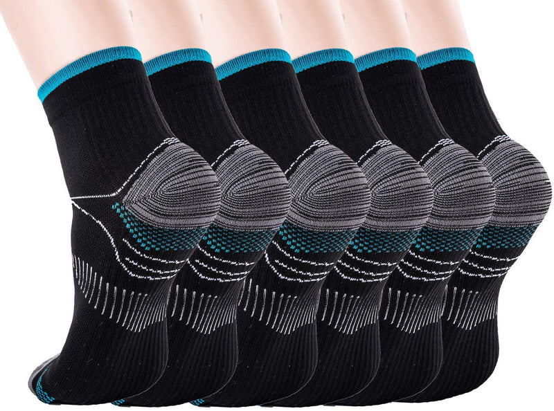 Compression Socks for Women & Men-Upgraded Sport Plantar Fasciitis Arch Support- Low Cut Compression Foot Socks Best for Athletic Sports, Running, Medical, Travel, Pregnancy (6 Pairs) Black S-M - NewNest Australia