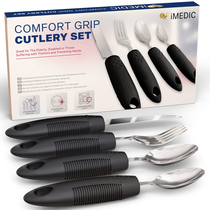 iMedic Designer Easy Grip Cutlery for Adult - Cutlery for Disabled Hands - Dishwasher Safe Disabled Cutlery for Adults - Disability Cutlery for Adults Suffering from Trembling Hands - 1 Set - NewNest Australia