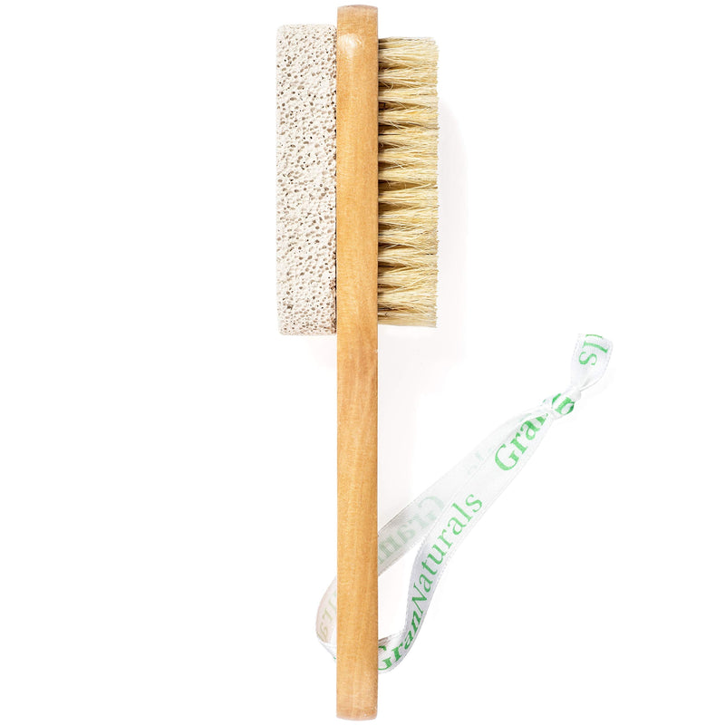 Foot Brush & Pumice Stone with Handle - Callus & Corn Remover, Exfoliator & Scrubber for Dry, Dead Skin on Feet - Natural Bristles & Stone with Wooden Handle - Men & Women - NewNest Australia