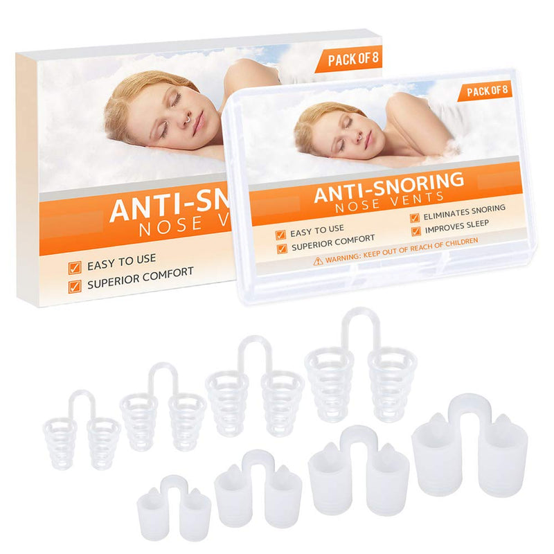 Nose Vent Sinus Relief Dilator (Pack of 8 Various Sizes) - A Simple Solution for Nasal Snorers - Reusable Snoring Device to Enjoy a Peaceful Night's Sleep - by Mobi Lock - NewNest Australia