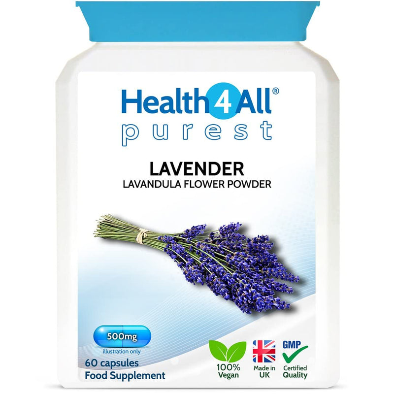 Lavender 500mg 60 Capsules (V) .(not Tablets or Oil) Purest- no additives. Vegan Capsules for Anxiety, Relaxation and Sleep. Made in The UK by Health4All 60 Count (Pack of 1) - NewNest Australia