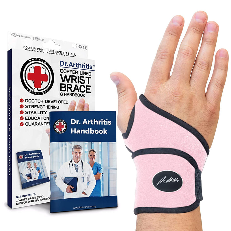 Doctor Developed Premium Wrist Support/Strap/Wrist Brace/Hand Support Doctor Written Handbook— Wrist Injuries, Joint Disease, Sprains & More (Single) Pink - Single - NewNest Australia