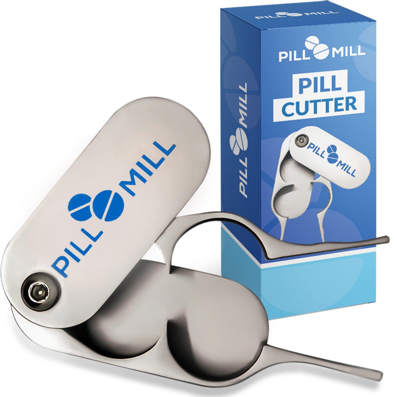 Pill Cutter Splitter by Pill Mill - Metal Blades That Will Never Dull - Grip Handle Helps to Cut Small or Large Pills with Ease - Light and Durable Tablet Divider - Perfect Medicine Slicer for Travel - NewNest Australia