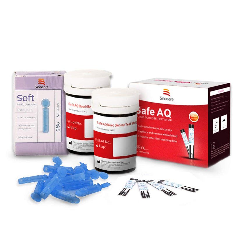 sinocare Diabete Blood Glucose Test Strips x 50 & Diabetes Lancets x 50, Safe AQ Test Strips, Blood Sugar Test Strips for Safe AQ Smart/Voice Only Aq Test Strips X 50 - NewNest Australia
