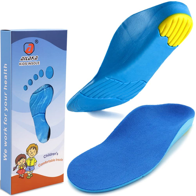 Ailaka Kids Orthotic Cushioning Arch Support Shoe Insoles, Children Pu Foam Inserts for Flat feet, Plantar Fasciitis, Feet Heel Pain Relief, Blue, 2-3.5 UK/EU 34-36 / CN 33-35 2-3.5 UK/33-35CN - NewNest Australia