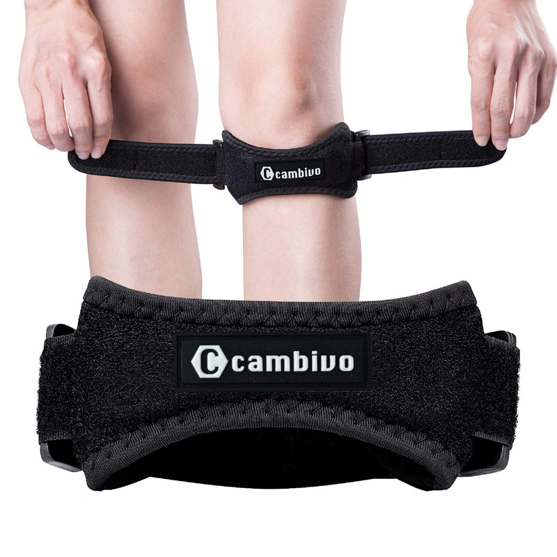 CAMBIVO 2 Pack Patella Tendon Knee Strap, Knee Support Brace for Women Men, Adjustable Band for Hiking, Soccer, Basketball, Baseball, Running, Tennis, Volleyball, Squats Black/White - NewNest Australia