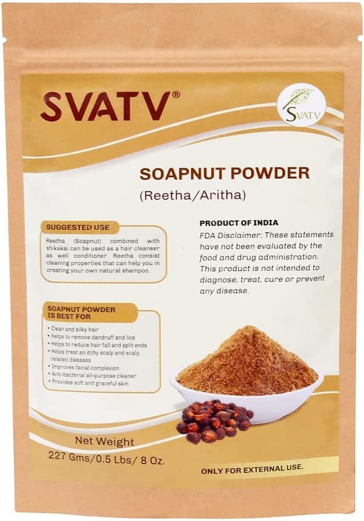 SVATV Soapnut Powder | Reetha | Aritha Powder for Natural Hair Care & Gentle looking Ayurvedic Hair Cleansing Conditioner Powder for Men & Women 227g | 0.5 LB | 08oz - NewNest Australia