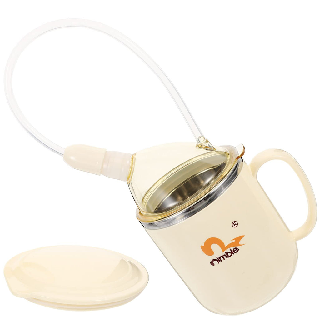 Healifty Adult Sippy Cup Convalescent Feeding Cup Stainless Steel Cup with Lids and Straw for Disabled Elder Drink Water or Soup(Random Color) - NewNest Australia