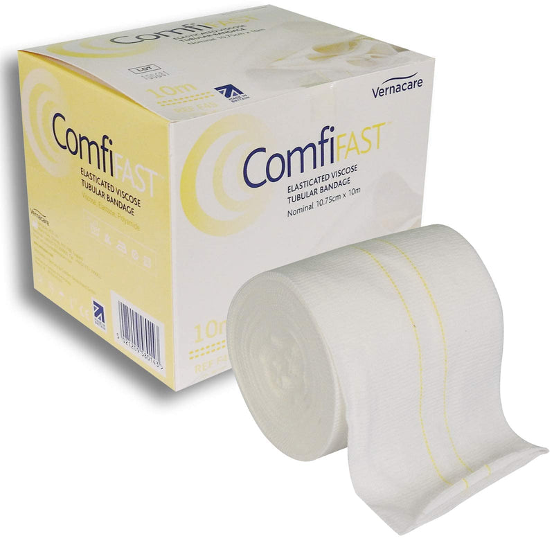 Comfifast Elasticated Tubular Stretch Viscose Bandage - for X-Large Limbs, Childs Trunk, Yellow Line 10.75cm (for Limb Circumference 35-65cm) - 10m Roll Yellow - (10.75cm) x 10m - NewNest Australia