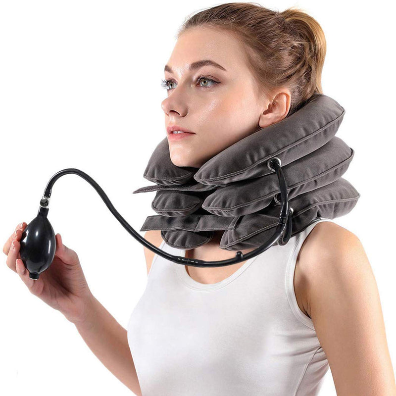 S Cervical Neck Traction Device for Instant Neck Pain Relief - Inflatable & Adjustable Neck Stretcher Neck Support Brace, Best Neck Traction Pillow for Home Use Neck Decompression Gray - NewNest Australia