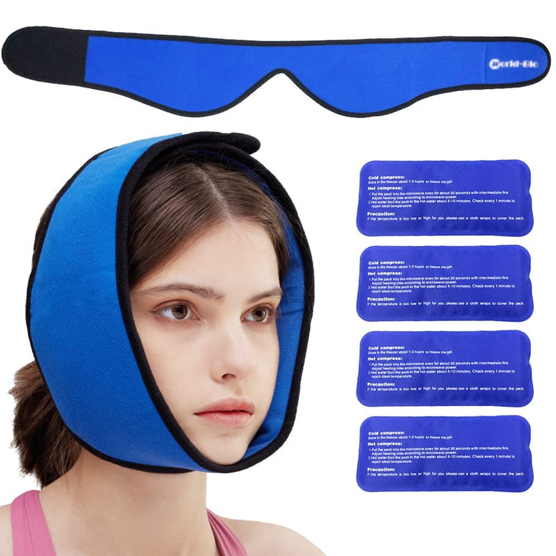 Jaw Ice Pack for Chin Head Jaw Surgery Injuries Hot Cold Compress Packs for Jaw/Chin Pain, TMJ Relief, Headaches, Wisdom Teeth Pain Relief, Face Jaw Ice Pack Wrap with 4 Reusable Gel Cold Packs - NewNest Australia