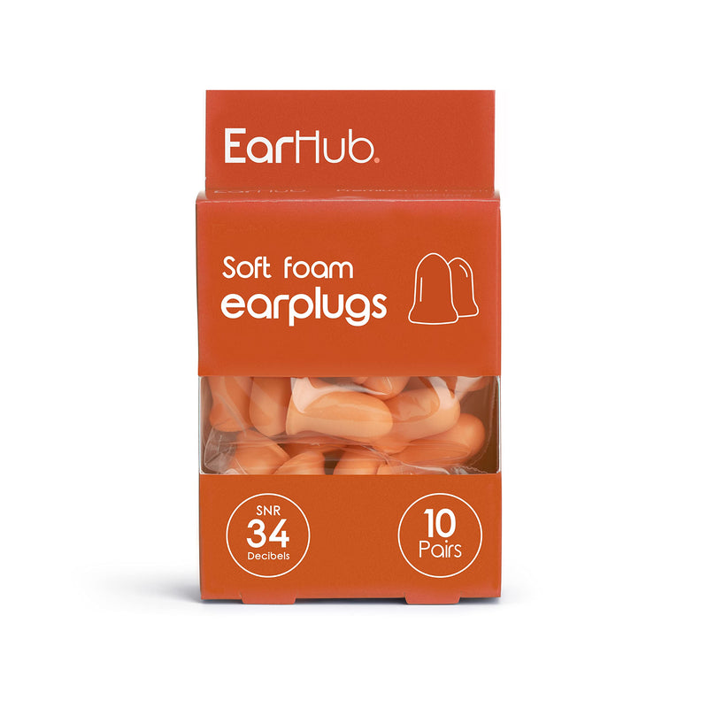 EarHub - Premium Soft Foam Earplugs Orange SNR 34dB - 10 Pairs of Noise Cancelling Foam Great for Sleep, Flying and Concerts. Reusable Protection for Your Ears - for A Calmer, Quiet Experience. - NewNest Australia