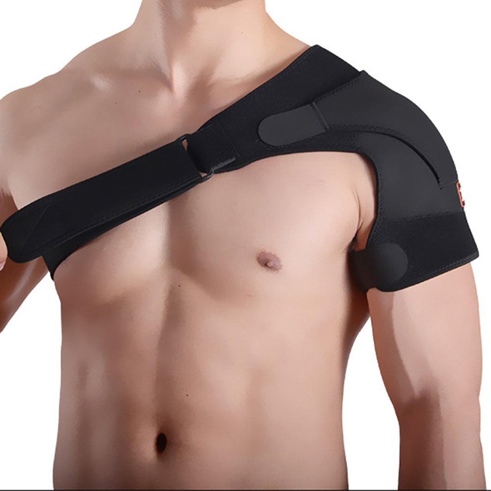 ITODA Adjustable Shoulder Support Brace, Gym Sports Strap Shoulder Support Sleeve Upper Arm and Shoulder Wrap for Rotator Cuff Dislocated AC Joint Shoulder Pain Relief Black(Right) - NewNest Australia