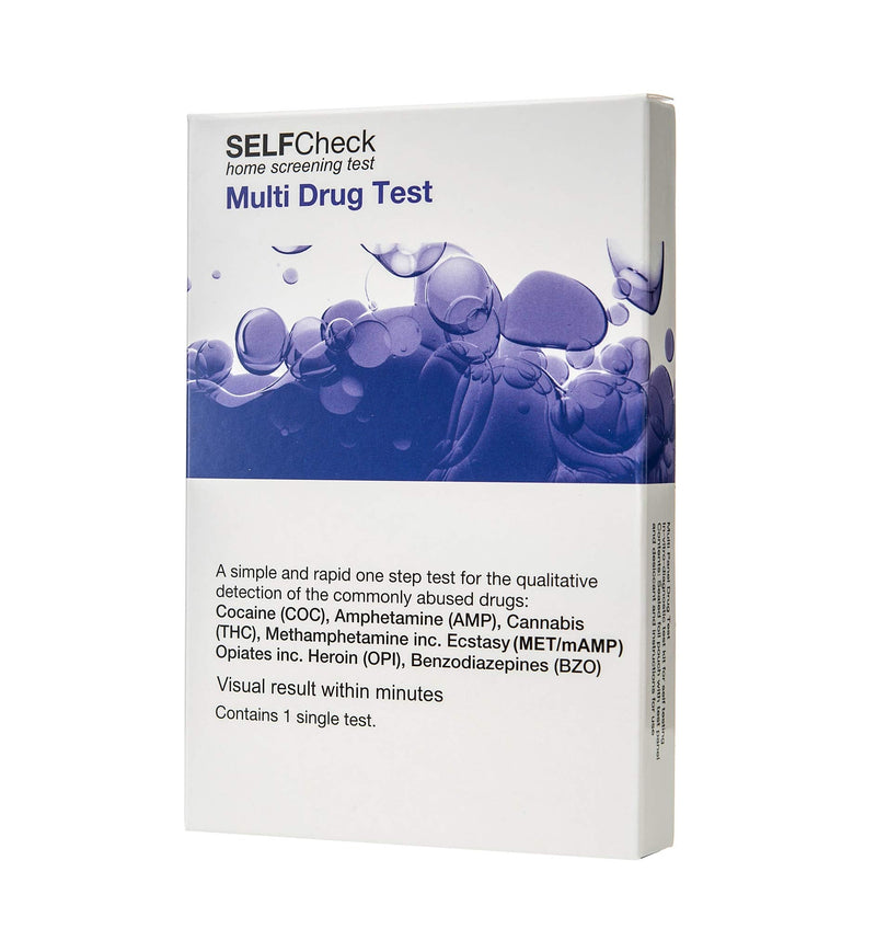 SELFCheck Multi Drug Test - 6 in 1 Cocaine, Amphetamine, Cannabis, Methamphetamine incl. Ecstasy and Opiates incl. Heroin, Benzodiazepines, Freephone Customer Help Line - NewNest Australia