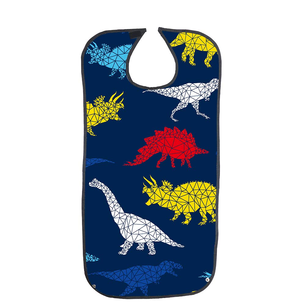 Waterproof Adult Bib, Reusable Clothing Protector, Washable Dining Eating Bibs for The Eldly Elderly Senior Men and Women (Dinosaur) Dinosaur - NewNest Australia