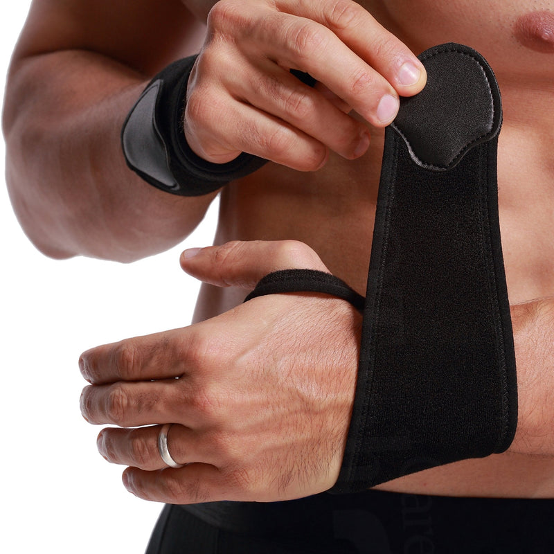 Neotech Care Wrist Band - Elastic & Breathable Fabric - Adjustable Compression Strap - Men, Women, Right or Left - Support Wrap for Protection or Sports - Black Colour (Size M, 1 Pair) 2 - NewNest Australia