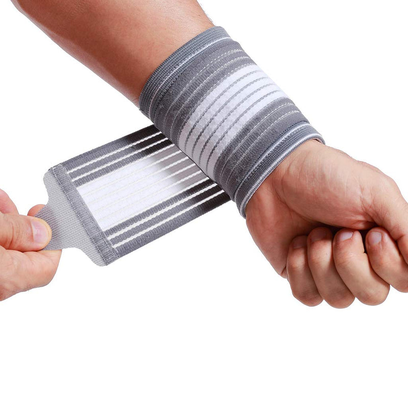 Neotech Care Wrist Band - Adjustable Compression Strap - Elastic & Breathable Fabric - Support Sleeve for Tennis, Sports, Exercise - Men, Women, Right or Left - Grey Colour (Size M, 1 Pair) 2 - NewNest Australia