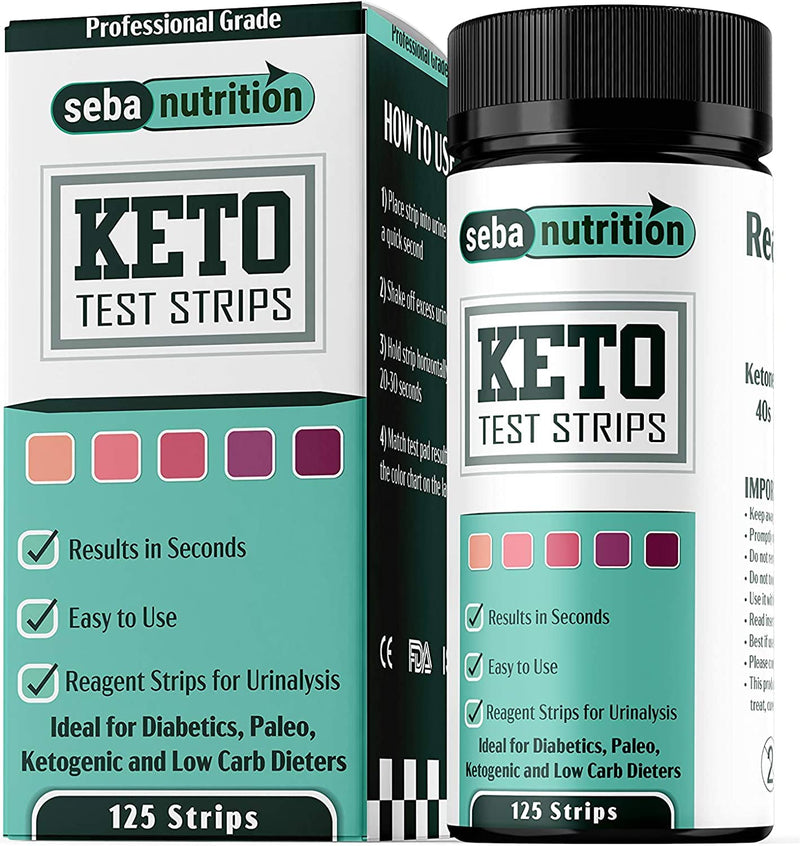 Seba Nutrition - Keto Urine Test Strips - 125 Urinalysis Test Sticks (5 X 25 Aluminum Sachets in a Bottle) - Design for Ketogenic and Low Carb Diets - Best for Accurate Meter Measurement of Ketones - NewNest Australia