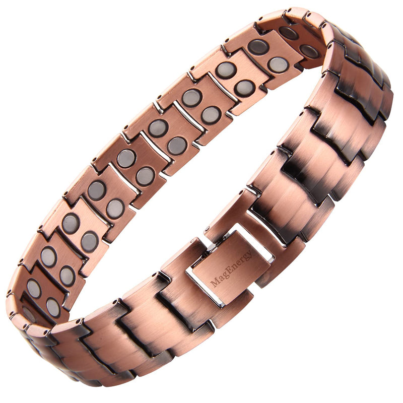 MagEnergy Mens Copper Bracelets 9" Link Adjustable Pure Copper with Double Row 3500 Gauss Magnets,Jewerly Gift with Links Removal Tool Copper 1 - NewNest Australia
