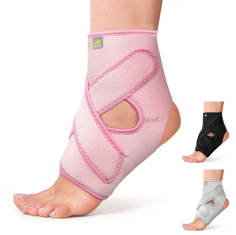 Bracoo FS10 Ankle Support, Open-Heel Ankle Brace with Adjustable Straps – for Achilles Tendonitis, Weak Ankles, Ligament Damage, Sprains and Sports Injuries (Pink, S/M) Pink - NewNest Australia