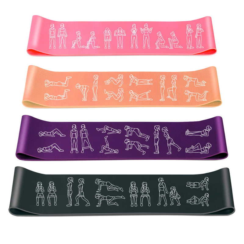 Amonax Resistance Bands Set for Women and Men, Exercise Fitness Home Gym Bands for Legs and Glutes and Arms. Yoga, Pilates Resistant Band Mini Loop Bands, Therapy Stretch Band Pink+Orange+Purple+Grey - NewNest Australia