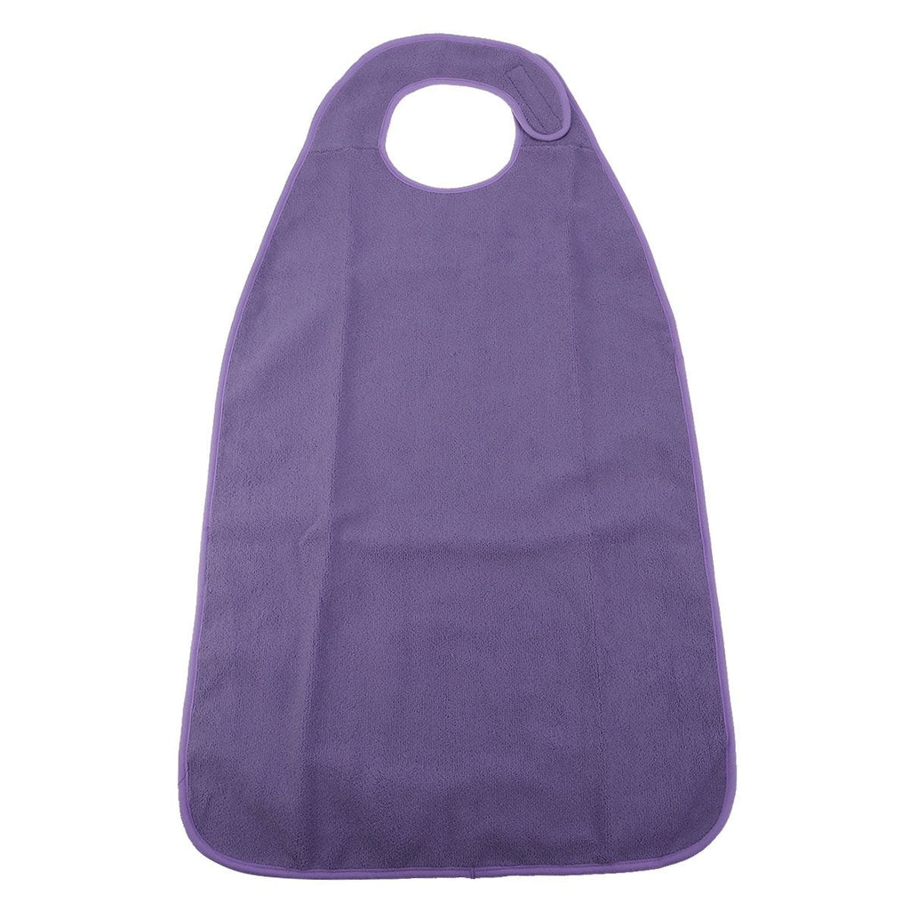 Healifty Adult Bib Waterproof Washable Mealtime Protector Apron Food Protection Terry Cloth with Magic Tape for Adult Elderly People (Purple) - NewNest Australia