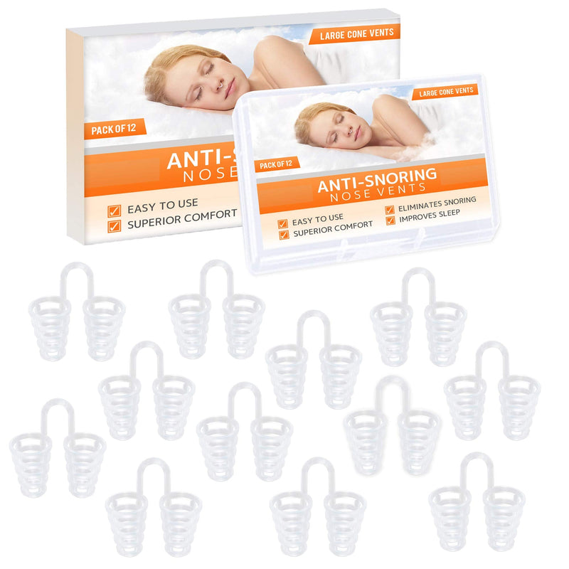 Nose Vent Sinus Relief Dilator (Pack of 12 Large Size) Hard Silicone Vents - A Simple Solution for Nasal Snorers - Reusable Snoring Device to Enjoy a Peaceful Night's Sleep - by Mobi Lock - NewNest Australia