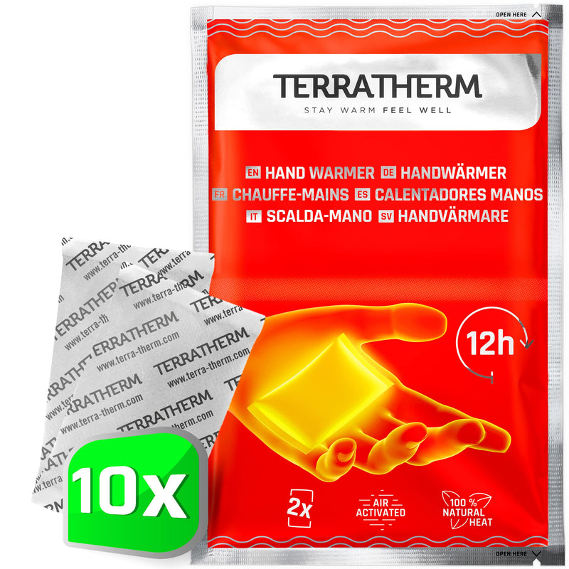 TerraTherm Hand Warmers, Pocket Hand Warmer - 5, 10 or 30 Pairs - for 12 hours of warm hands, Hand Heat Pads activated by air, 100% natural warmth, Pocket Heater 10 pairs - NewNest Australia
