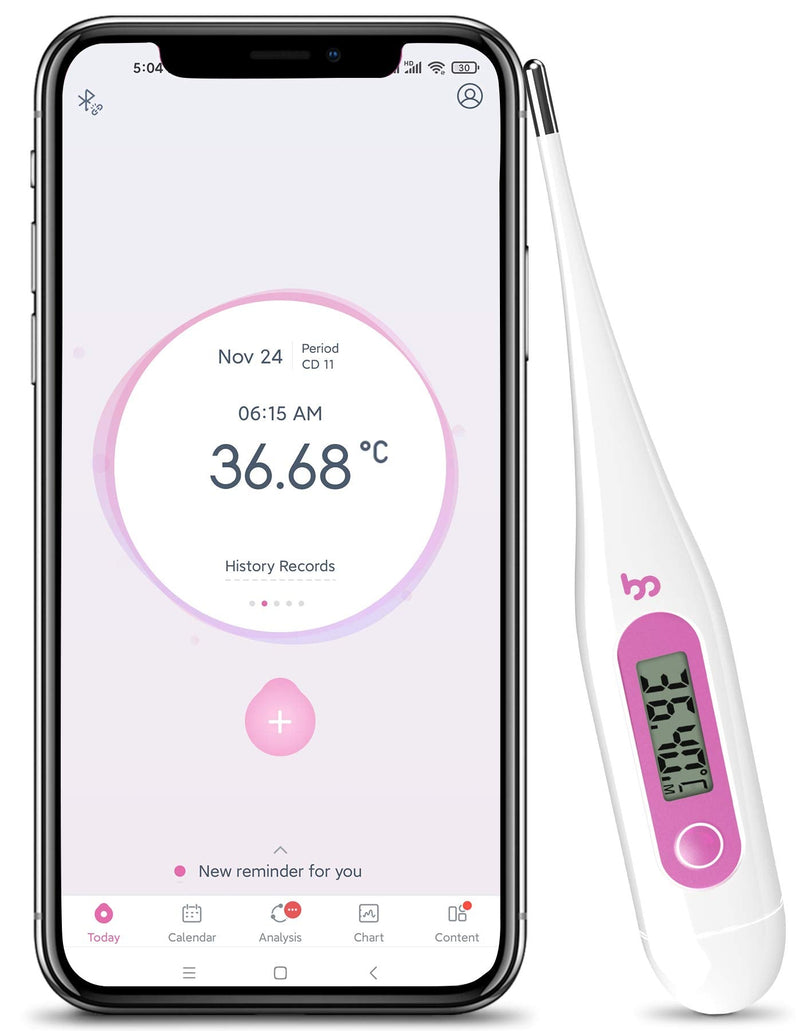 Femometer Digital Basal Body Thermometer Fertility Monitor Record BBT Manually, Draw BBT Chart Pinpoint Ovulation Day, High Accuracy Perfect Companion for Ovulation (Pink) - NewNest Australia