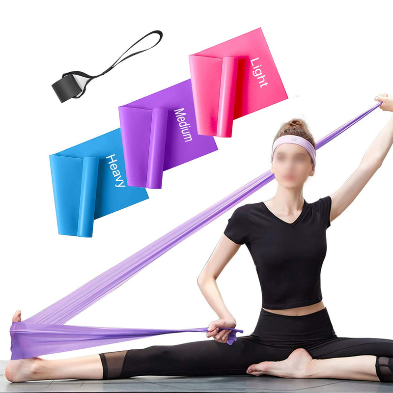 Resistance Bands Set, 3 Pack Professional Latex Elastic Bands for Home or Gym Upper & Lower Body Exercise, Physical Therapy, Strength Training, Yoga, Pilates, Rehab, Blue & Purple & Pink - NewNest Australia