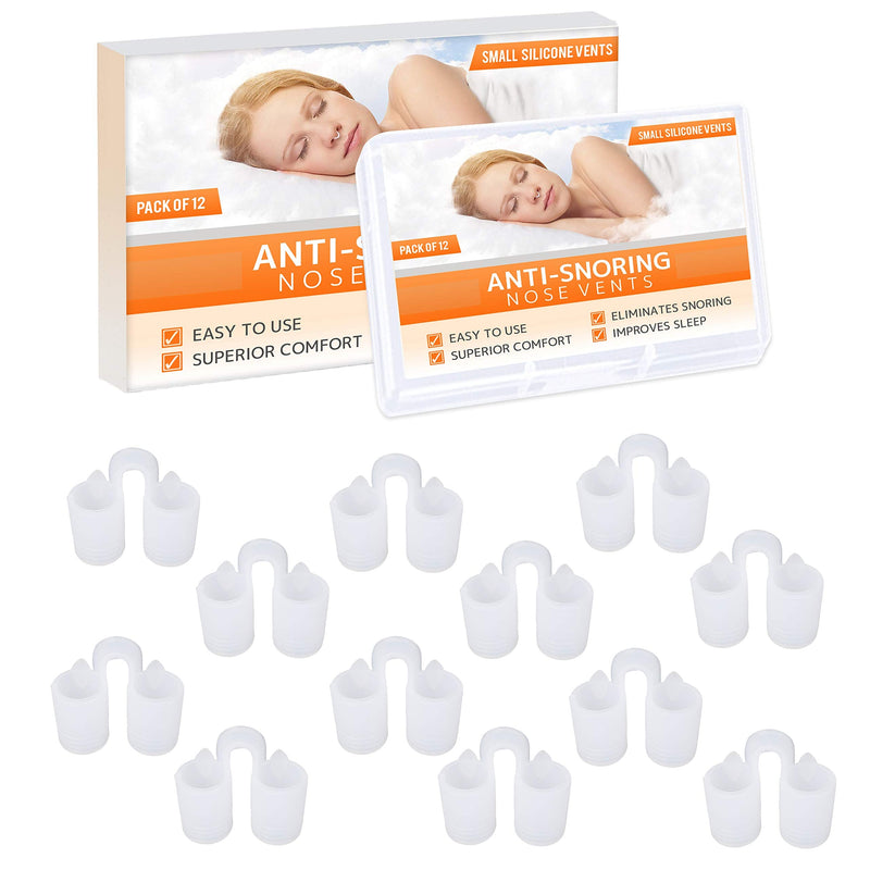 Nose Vent Sinus Relief Dilator (Pack of 12 Small Size) Soft Silicone Vents - A Simple Solution for Nasal Snorers - Reusable Snoring Device to Enjoy a Peaceful Night's Sleep - by Mobi Lock - NewNest Australia
