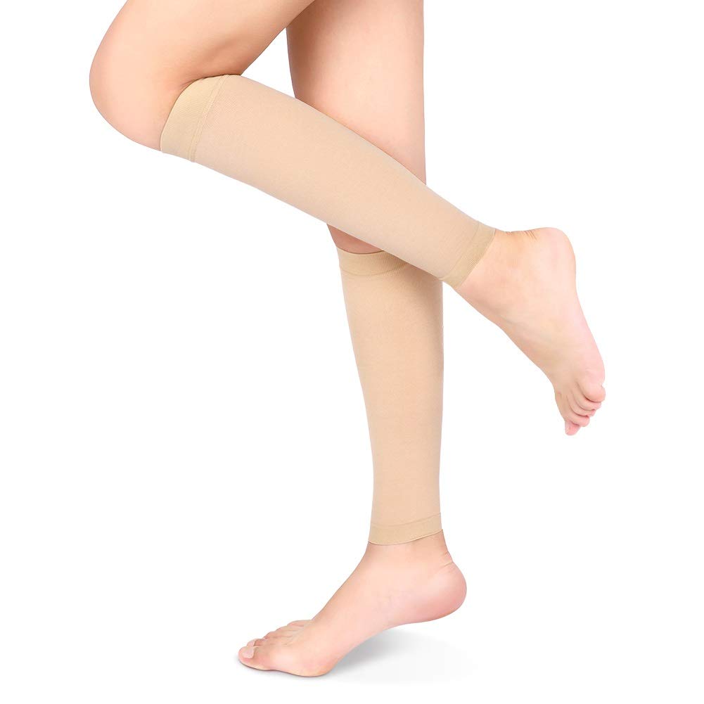 Compression Stocking, Calf Compression Sleeves, Medical Footless Compression Socks Shin Splints Leg Brace 20-30mmHg with Graduated Pressure for Swelling Varicose Veins Calf Beige-l - NewNest Australia