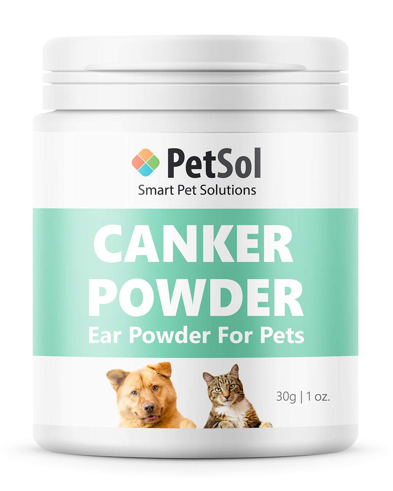 PetSol Ear Canker Powder (30g) Ear Mite Powder For Dogs, Cats, Horses, Rabbits, Small Animals & Pets - Rapid Relief For Itching Caused By Ear Mites – Stops Head Shaking, Wax, Gunk & Ear Odour - PawsPlanet Australia